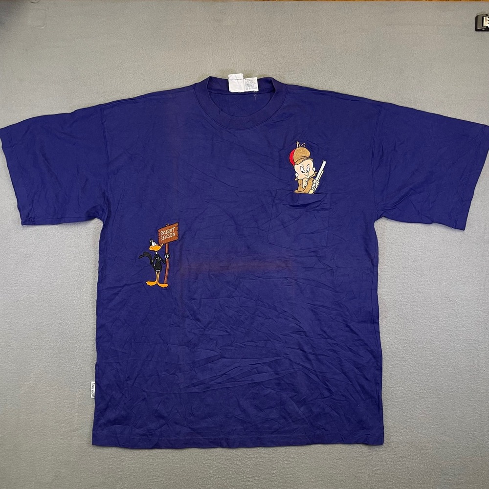 Acme Clothing Co T-Shirt Mens XL Purple Vintage 90s Looney Tunes Pocket Tee